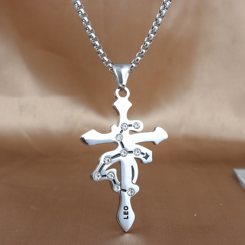 European And American Stainless Steel Constellation Cross Pendant