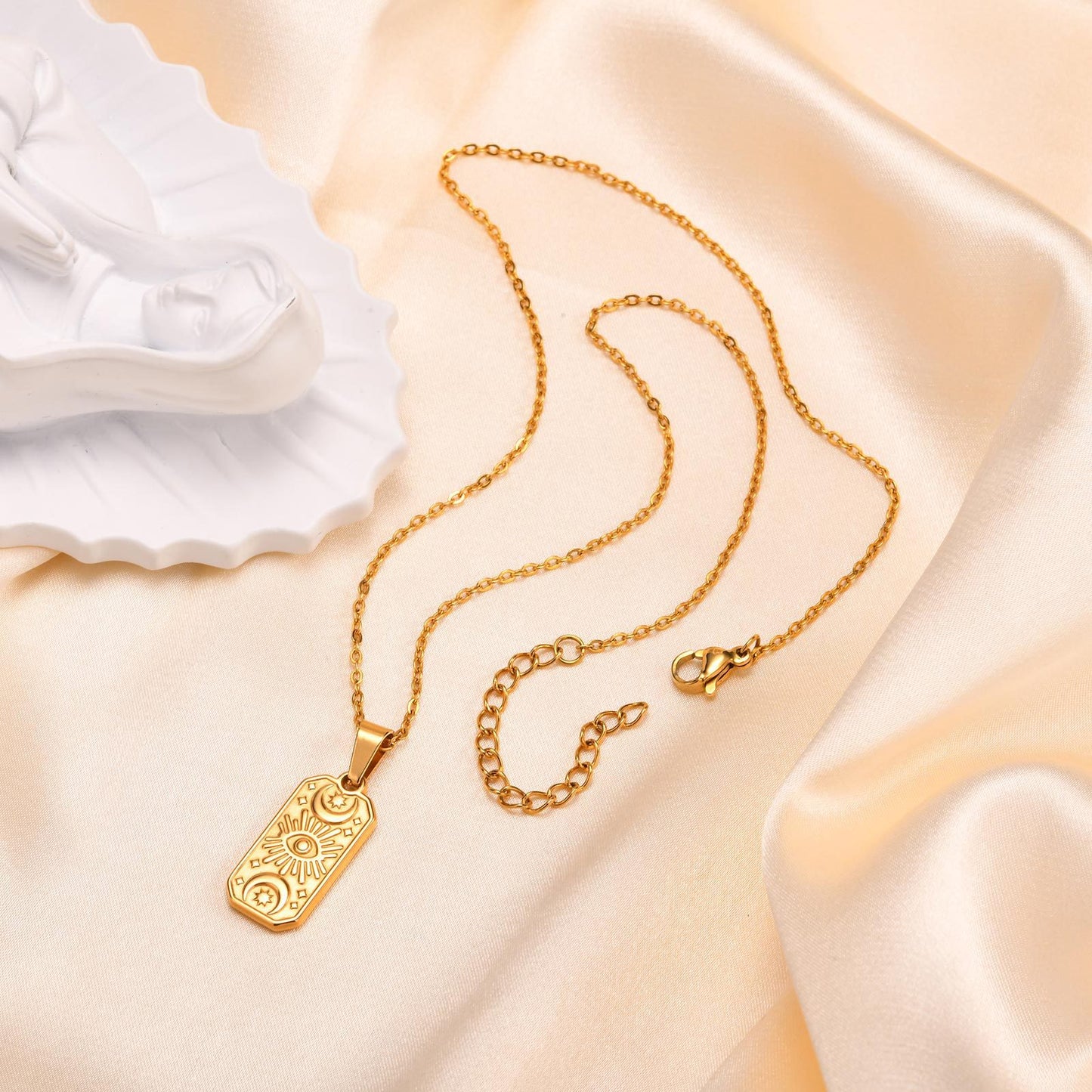 Jewelry Stainless Steel Cross Geometric Angel Pendant Gold Necklace Ladies