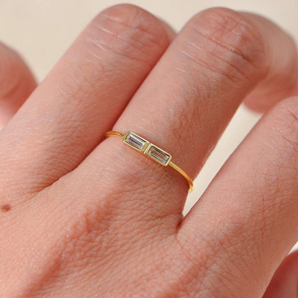 S925 Sterling Silver Zircon Ring Fine Index Finger Ring