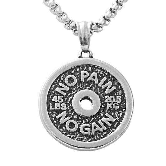 Punk-Inspired Titanium Steel Weightlifting Pendant Necklace for Men - Retro Trendy Design