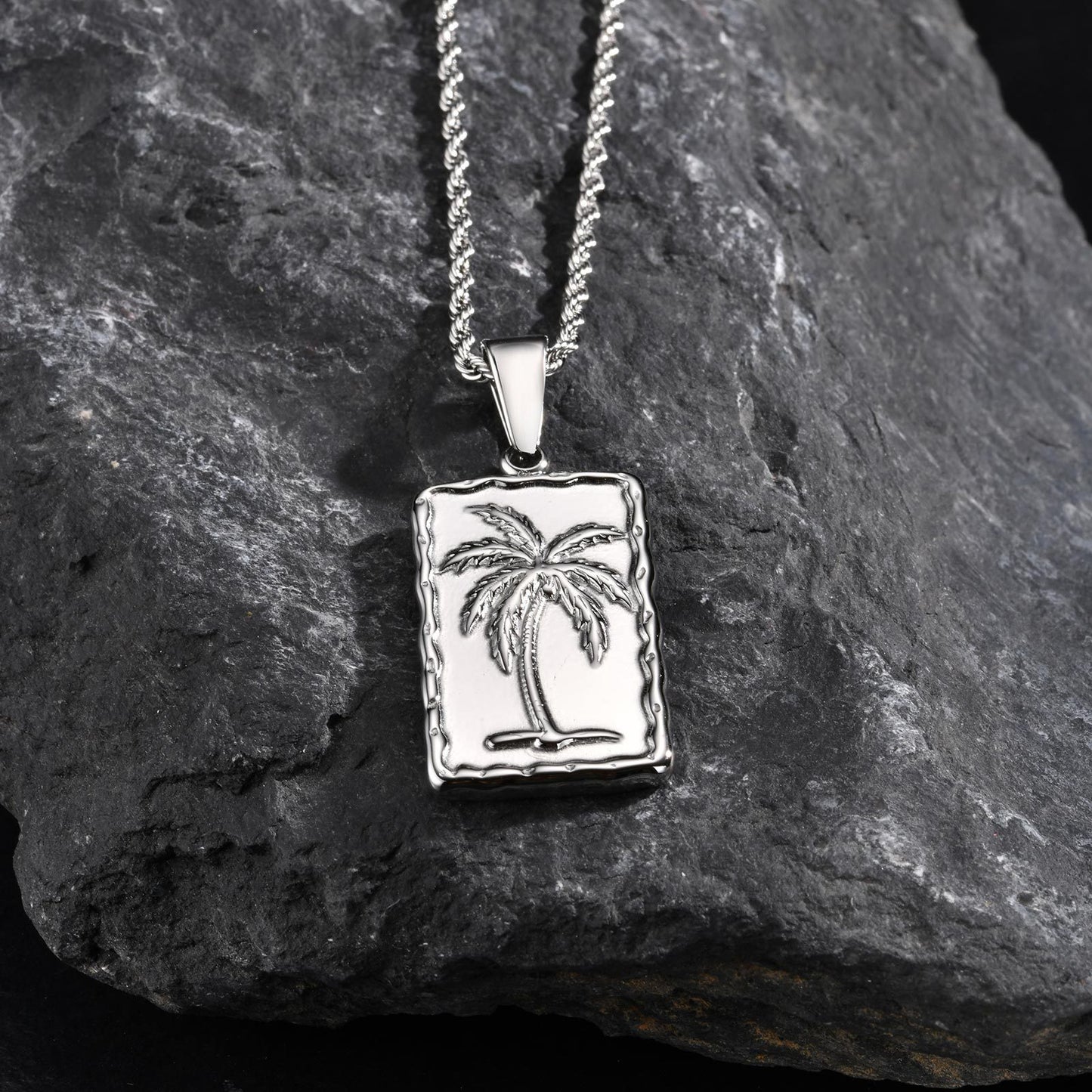 Planderful Stainless Coconut Tree Pendant Necklace For Men