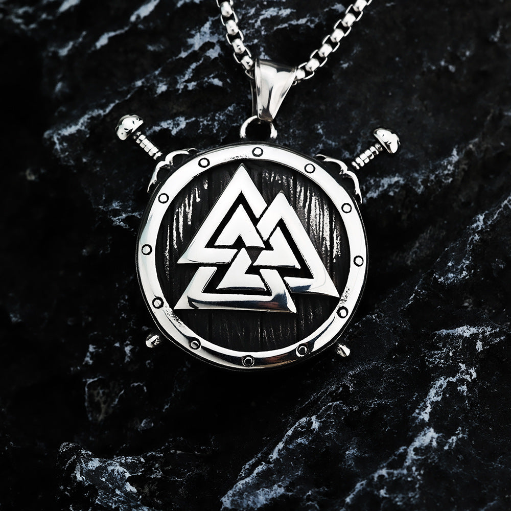 Nordic Viking Men's Pendant Stainless Steel Shield Necklace