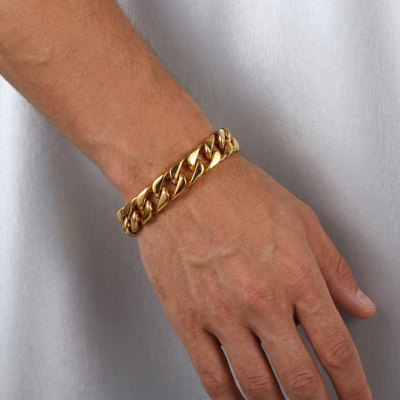 Bare Body 11mm Cuban Bracelet Casting Chain Stainless Steel Men's