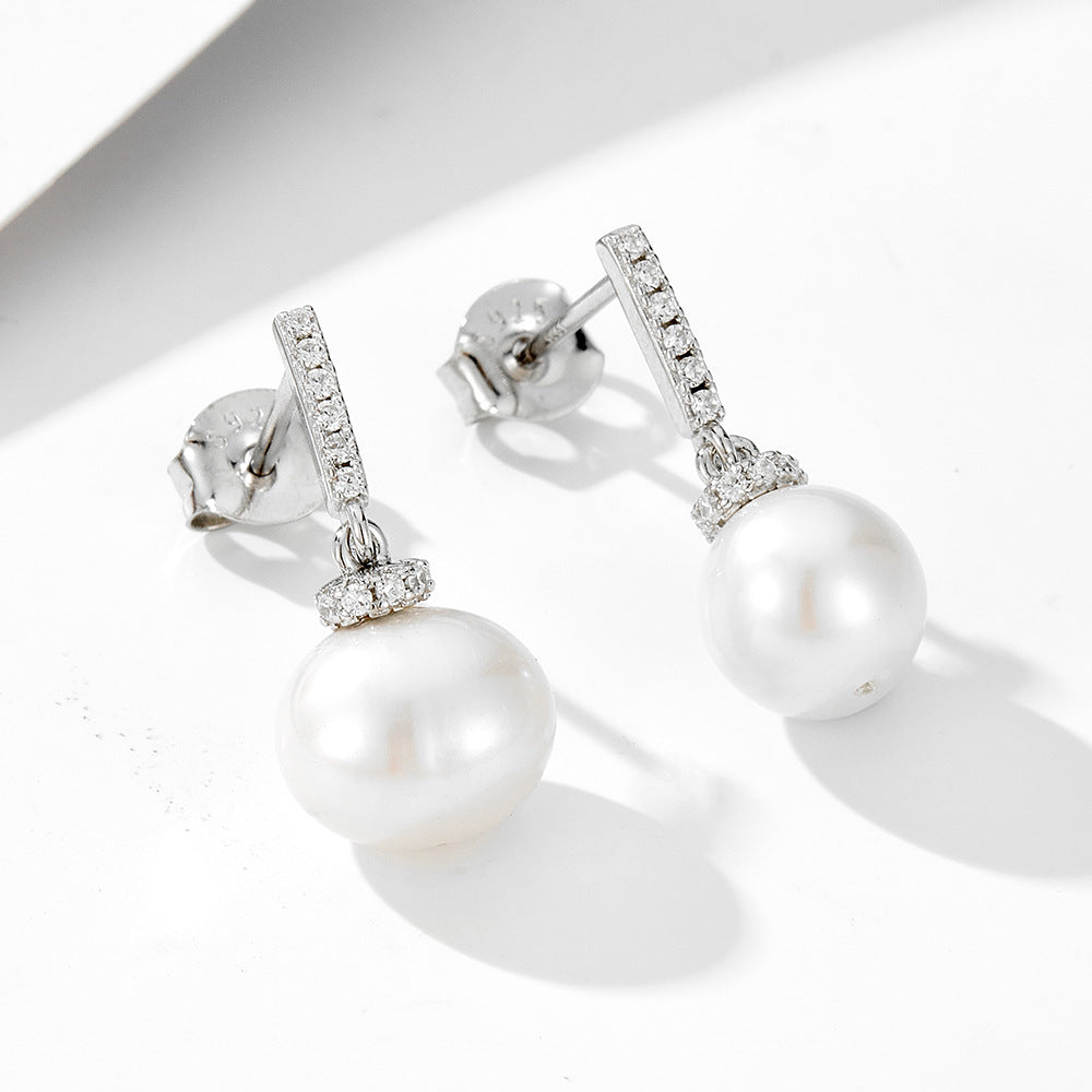 Planderful Pearl Pendant Earrings Sterling Silver 925 Versatile For Fashionable Women Influencers