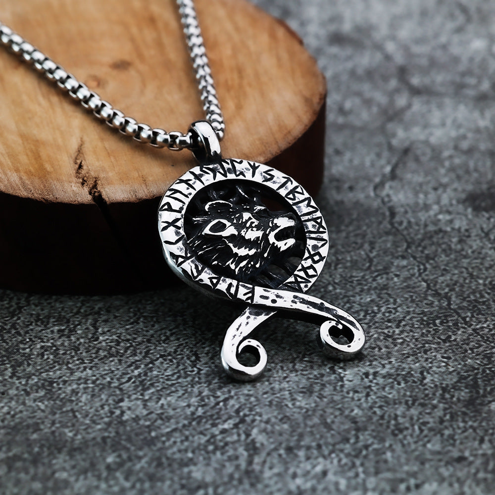 European and American Style Nordic Viking Rune Wolf Head Pendant