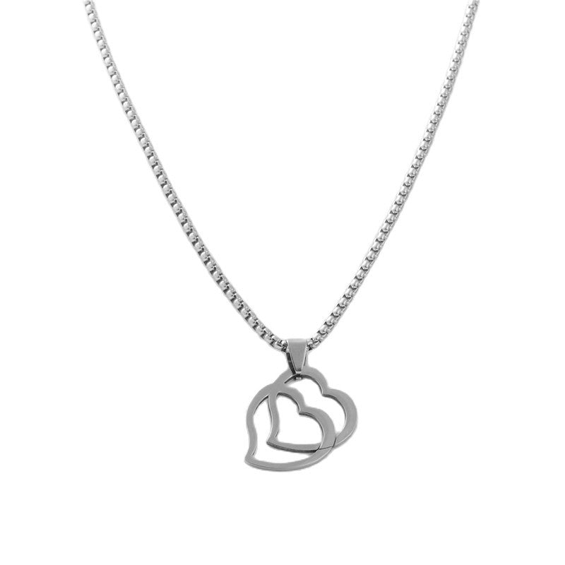 Trendy Men's Personalized Titanium Steel Hollow Heart Pendant Necklace