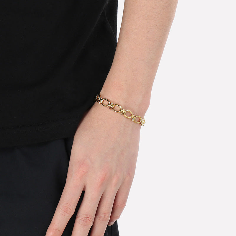Cross Knot Bracelet 18K Gold Plated Stainless Steel Chain