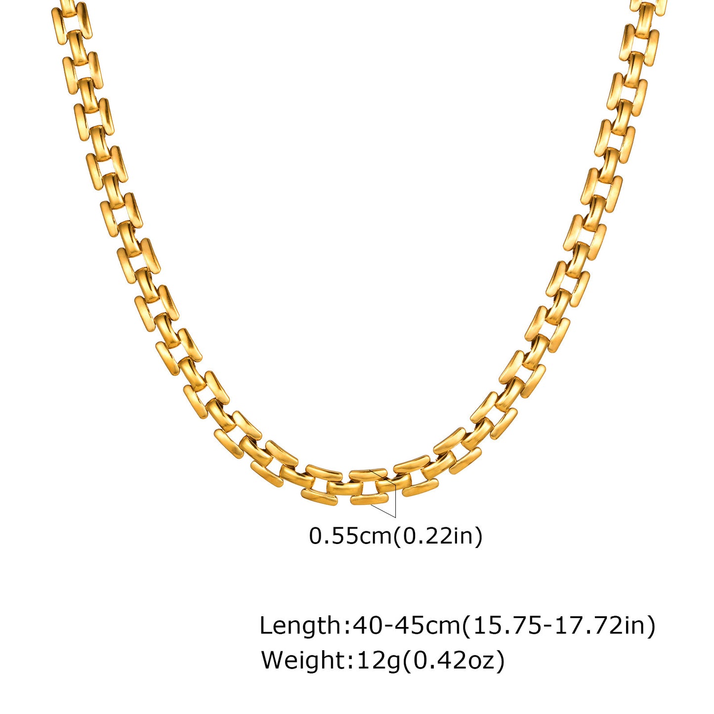 Stainless Steel Strap Chain Gold Necklace Ladies