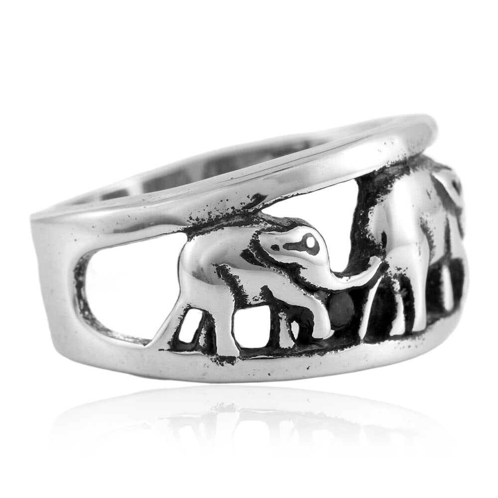 Personalized Titanium Steel Elephant Ring for Men - Retro Trendy Animal Jewelry
