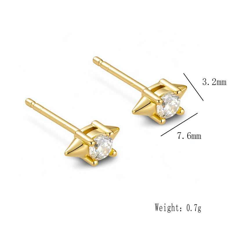 Geometric Conical Earrings Jewelry Daily Sterling Silver Single Zircon Small