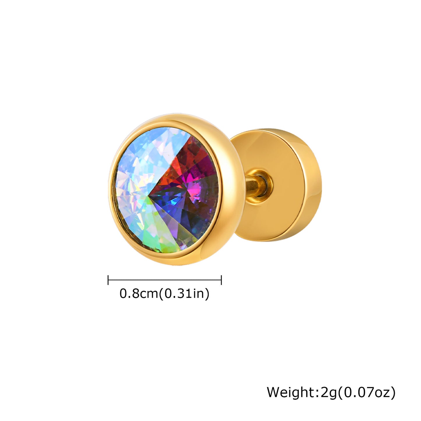 Planderful Stainless Steel White Zircon Stud Earrings Men