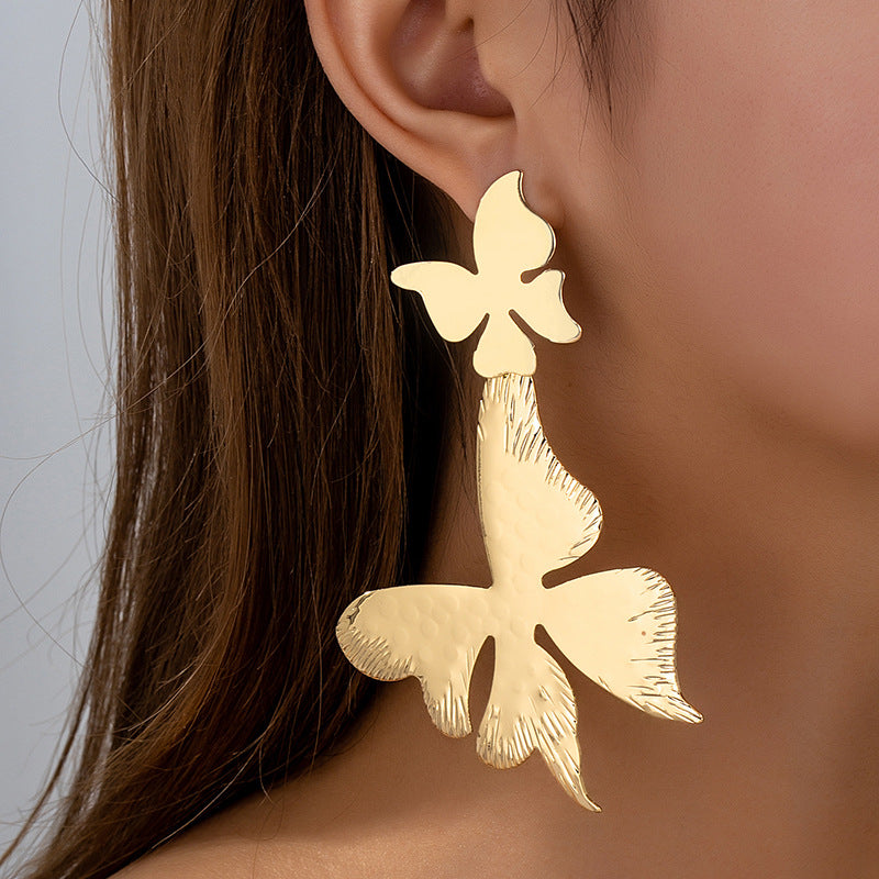 Planderful Vienna Verve Earrings – Exaggerated Metal Butterfly Design