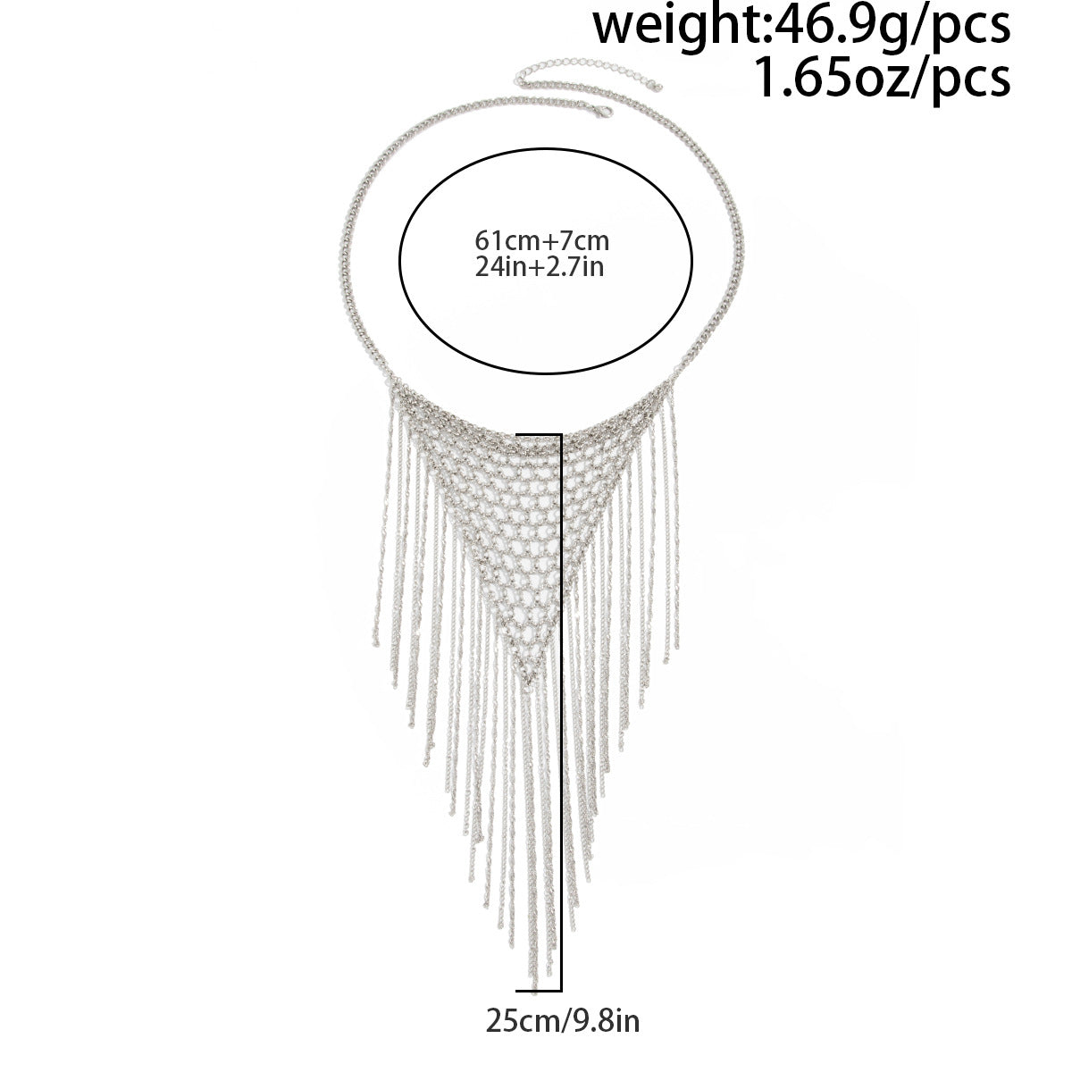 Heavy Industry Metal Mesh Fringed Necklace Exaggerated Geometric Hollow Handmade Punk Mesh