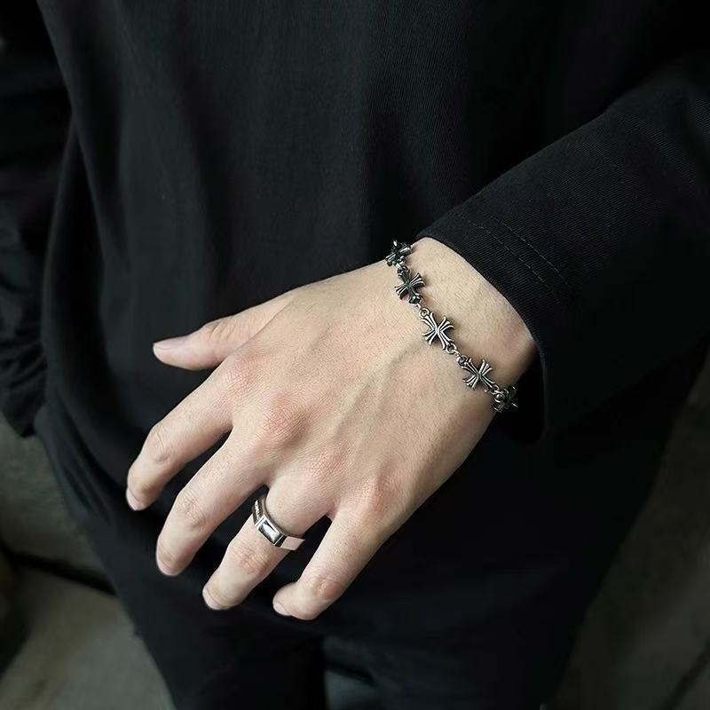 Planderful Jewelry Cross Flower Necklace Unisex Titanium Stainless Steel Fade Resistant Hip Hop Style