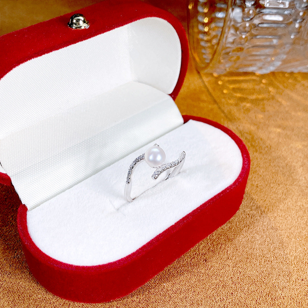 S925 Sterling Silver Freshwater Pearl Ring — Adjustable