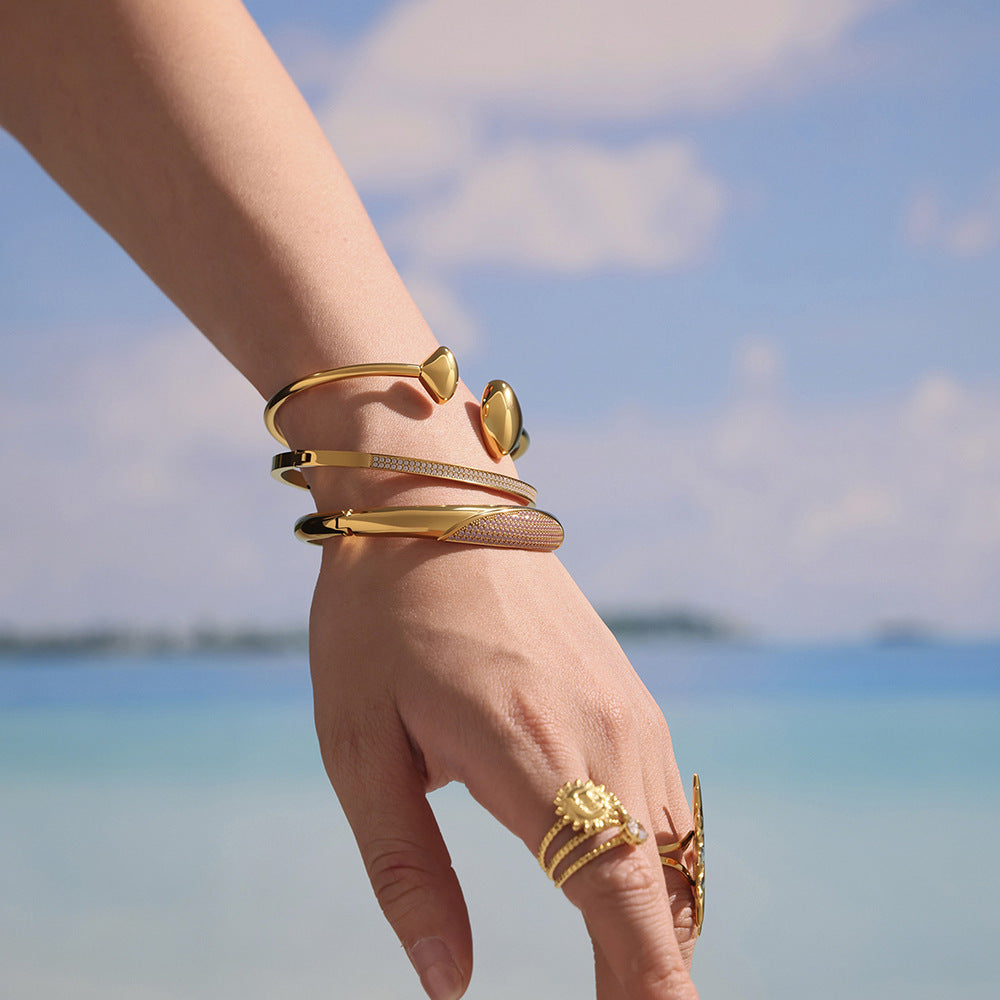 Planderful Zircon Bracelet Gypsy Star 18K Gold Plated Women