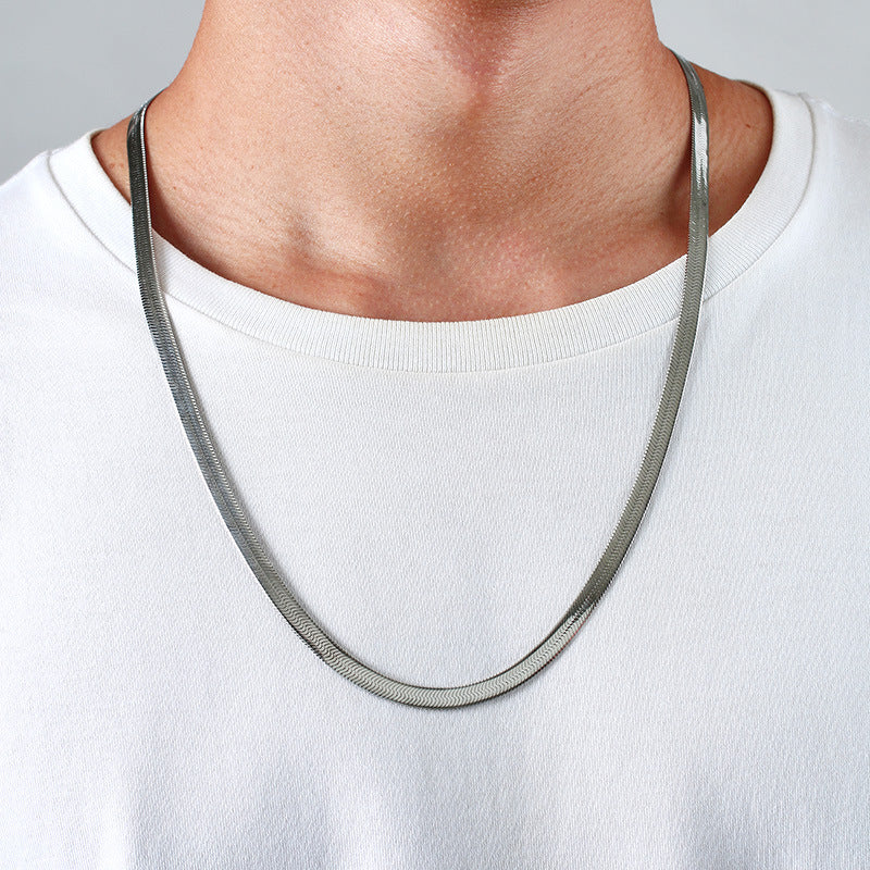 Necklace Stainless Steel Flat Snake Chain for Men and Women