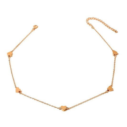 Peach Heart Clavicle Chain Necklace - Delicate Korean Style Jewelry