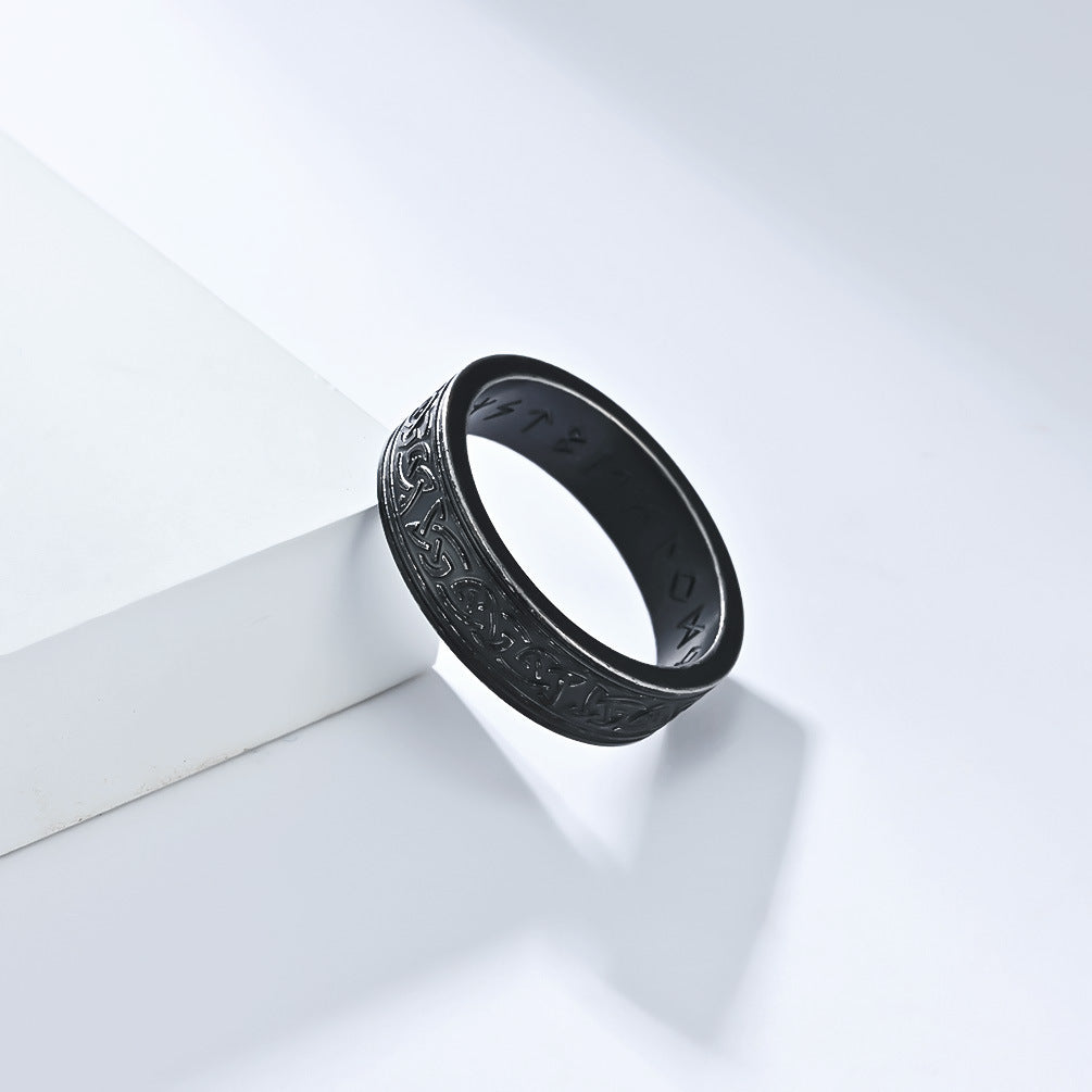 Planderful Authentic Nordic Viking Celtic Knot Titanium Steel Ring for Men: Vintage Antique Design