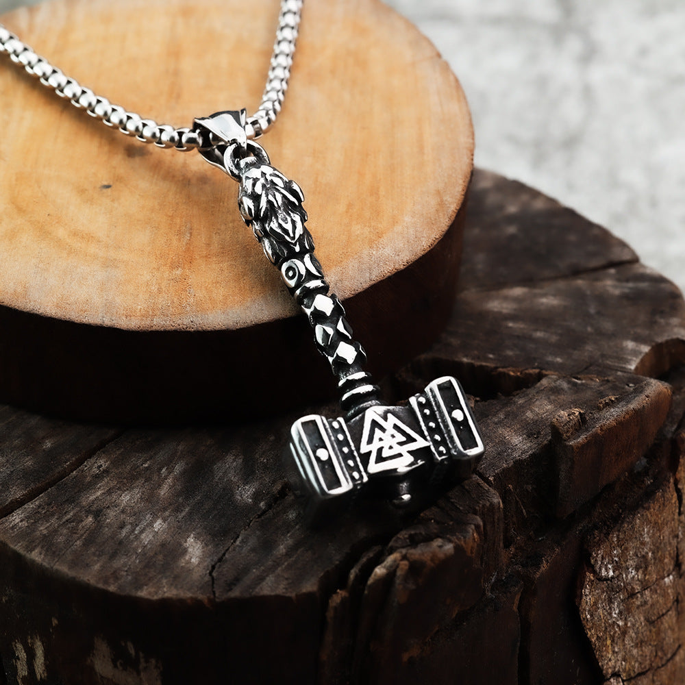 Viking Pendant Odin Triangle Celtic Wolf Titanium Steel Necklace For Men Planderful