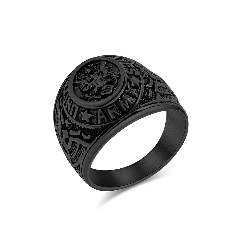 European American Retro Bald Eagle Titanium Steel Ring