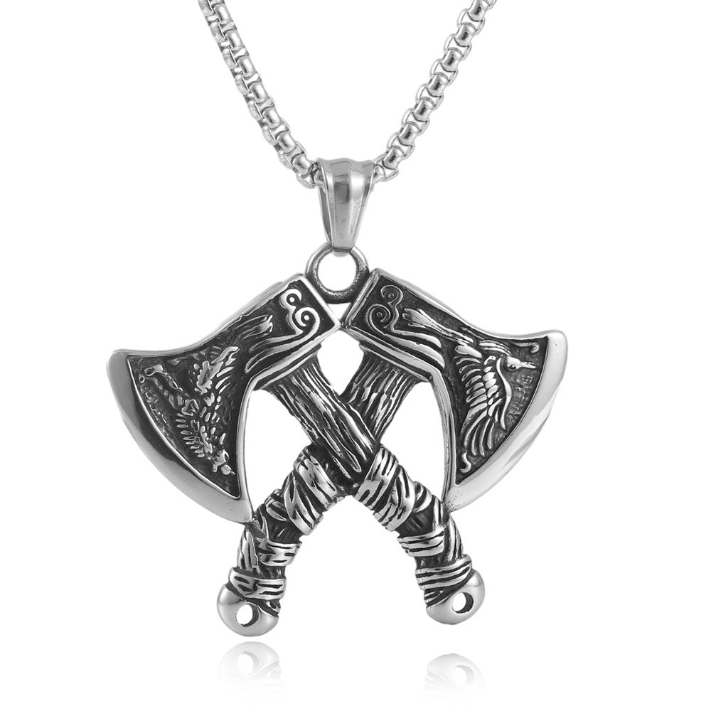European And American Stainless Steel Axe Pendant Necklace