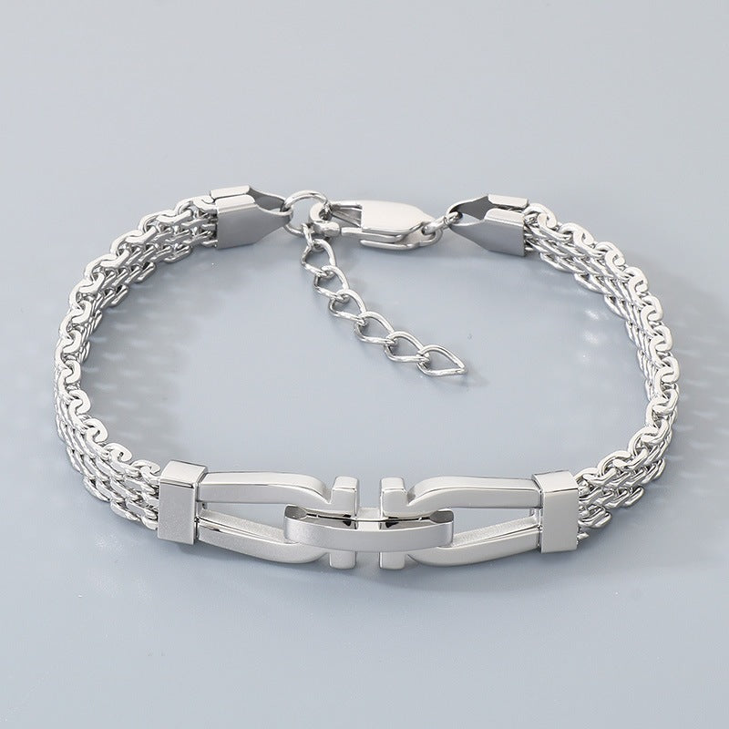 Style Adjustable Day Buckle Woven Bracelet – Daily Stainless Steel Cross Chain Men's