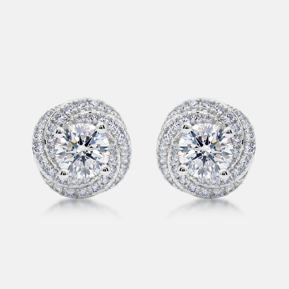 S925 Sterling Silver Moissanite Round 5.5 × 5.5 mm Stud Earrings