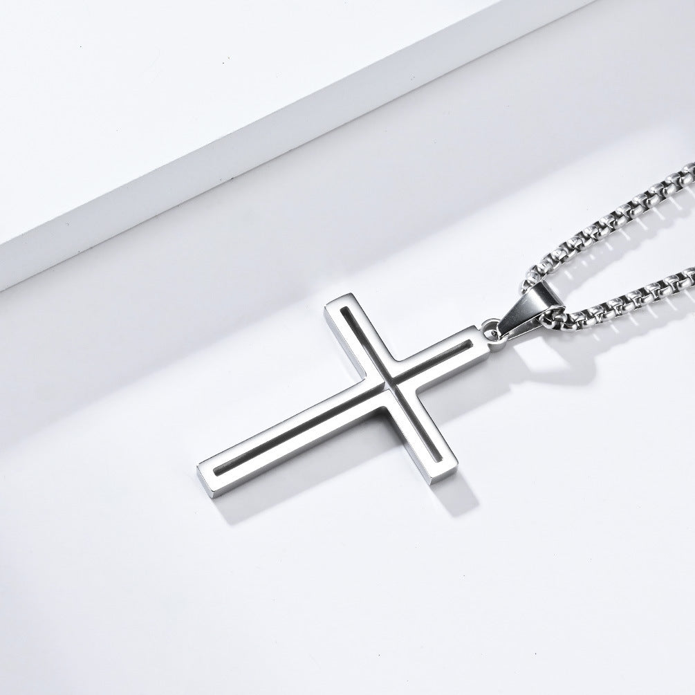 European And American Simple Stainless Steel Cross Necklace For Men