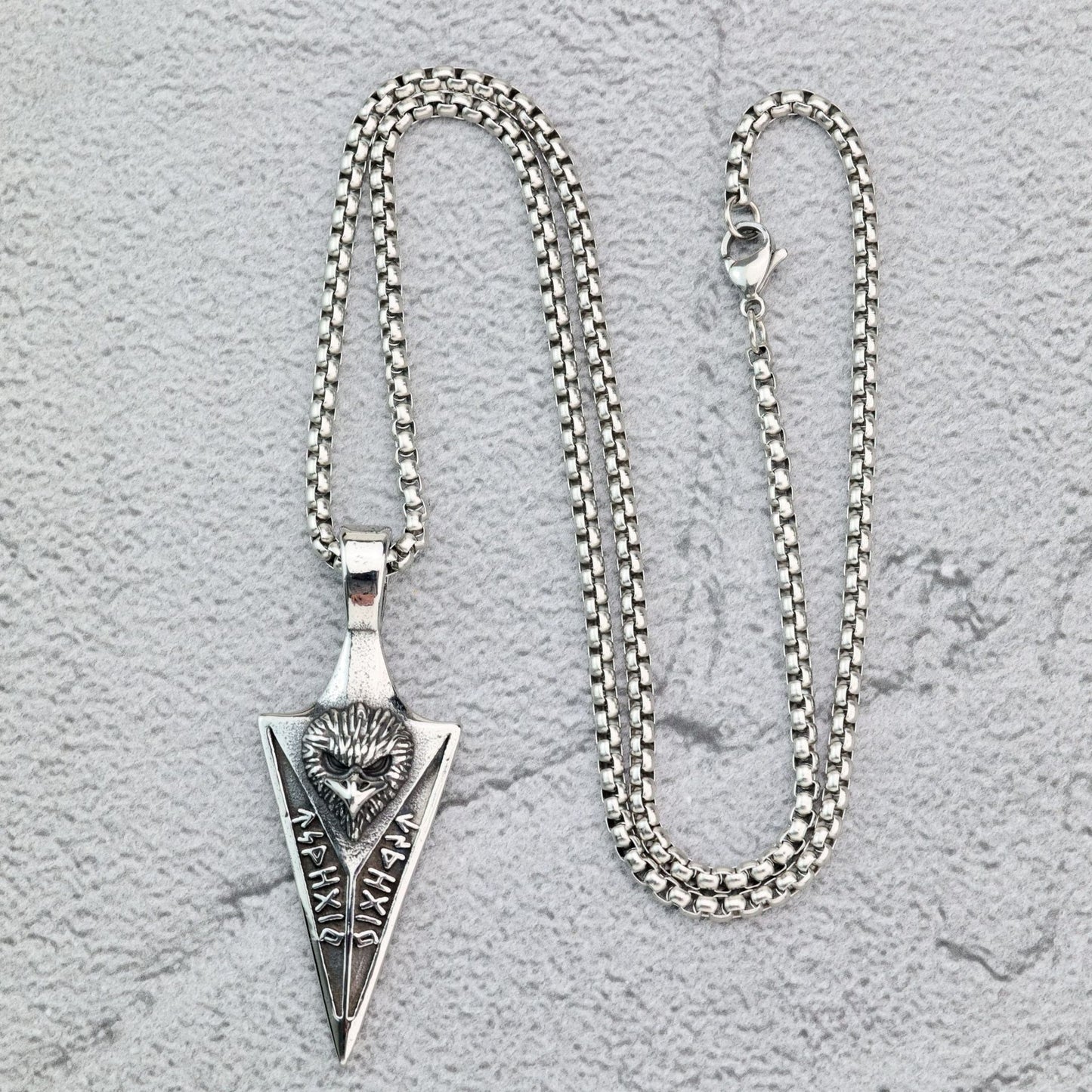 Planderful Nordic Retro Stainless Steel Viking Pendant For Men Single Sided Luhn Text Pendant