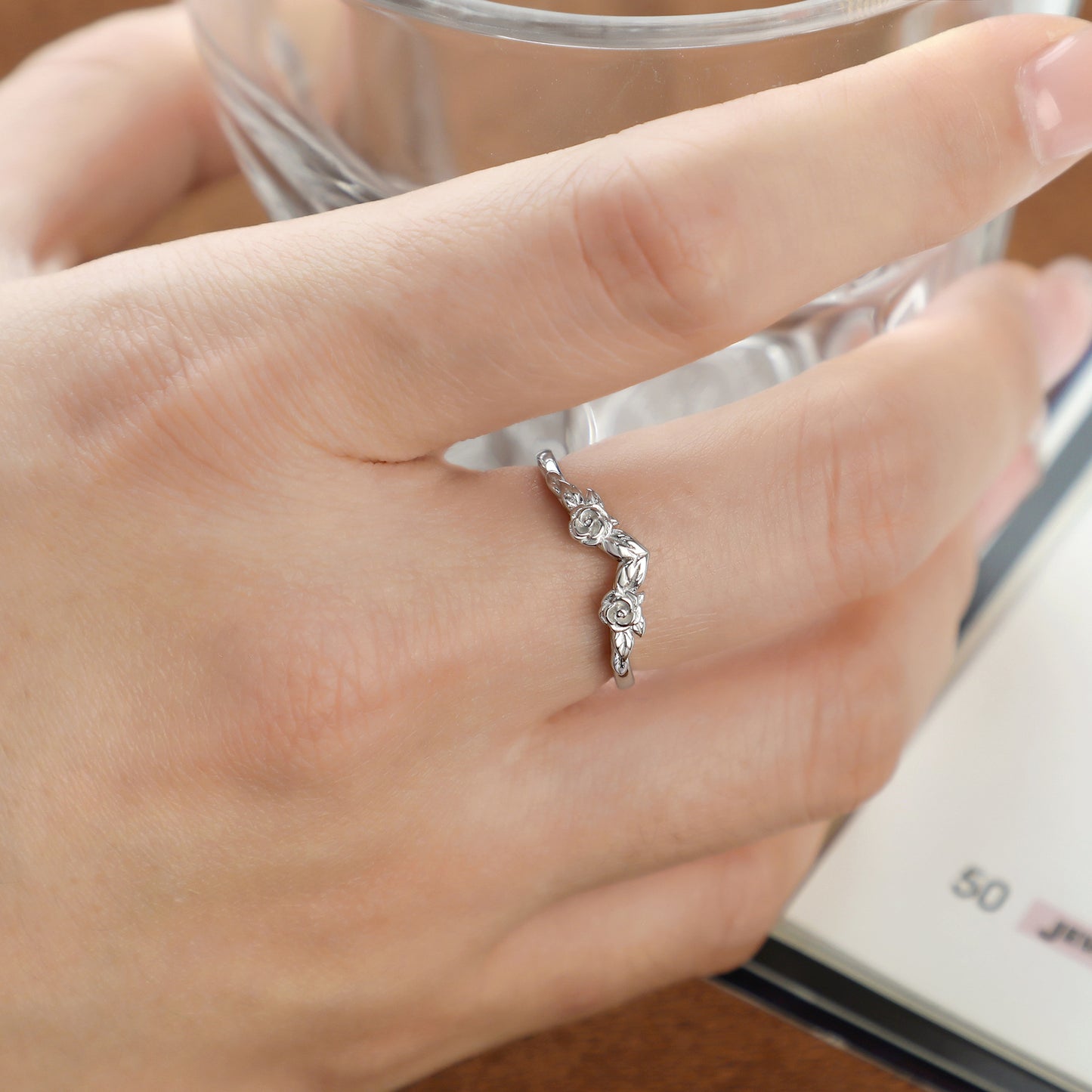 Planderful Sterling Silver Flower Ring Set 1.5ct Pear Zircon For Women Wedding Jewelry Gift