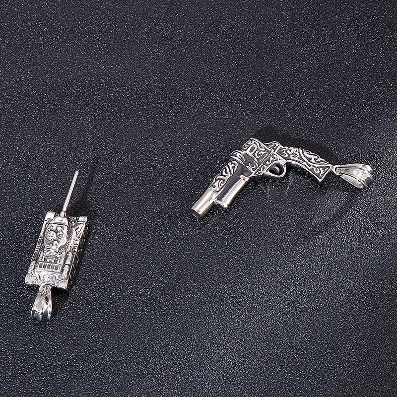 Punk-inspired Military Tank Pistol Pendant for Men