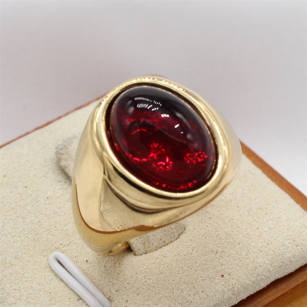 Planderful Titanium Steel Ring Unisex Retro Court Style Oval Design For Everyday Fashion Lovers