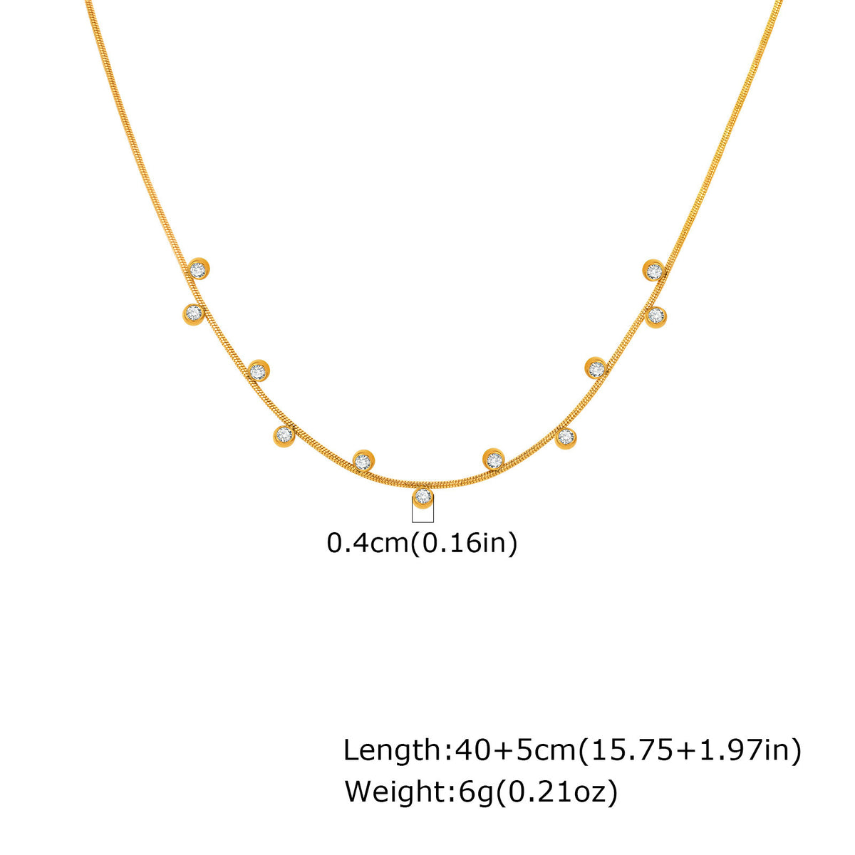 Gold Zircon Station Necklace