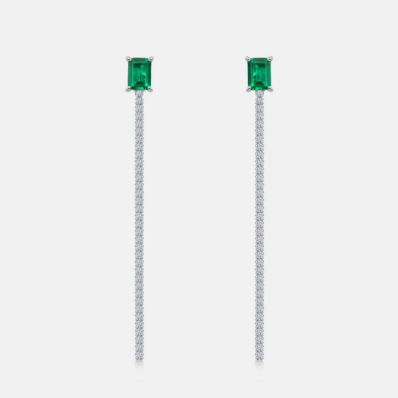 S925 Sterling Silver Lab-Grown Emerald Square Jewelry Collection