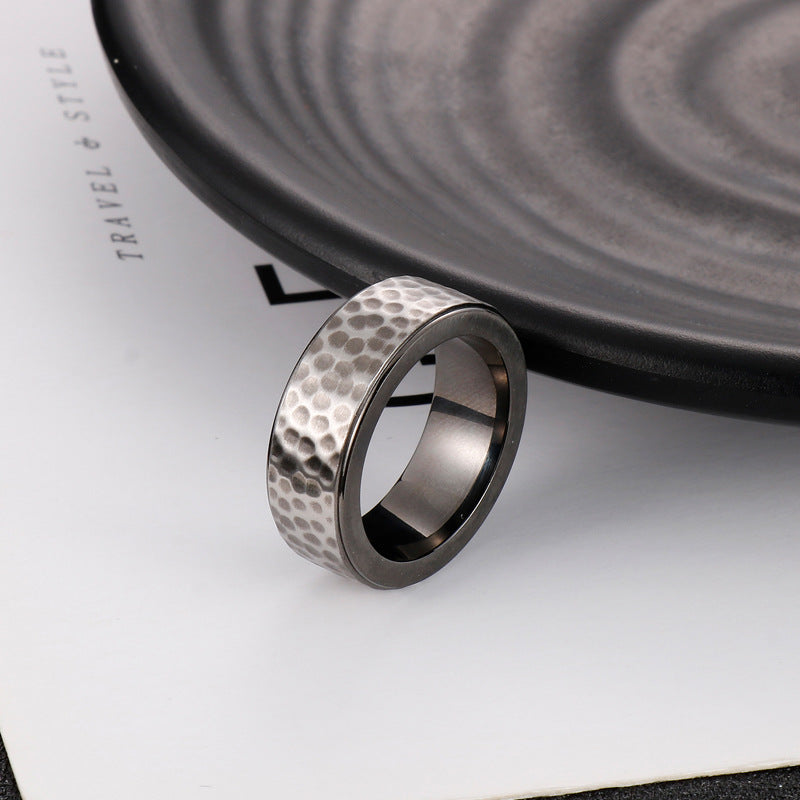Personalized Minimalist 8mm Men's Titanium Steel Ring with Smooth Groove Design in South Korea
