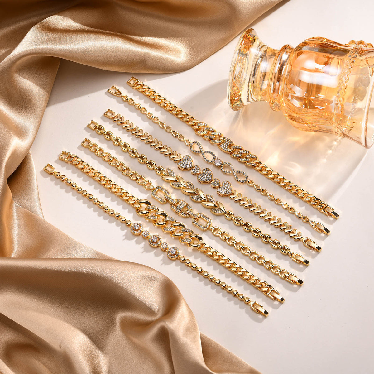 Heart Zircon Cuban Chain Copper Bracelet