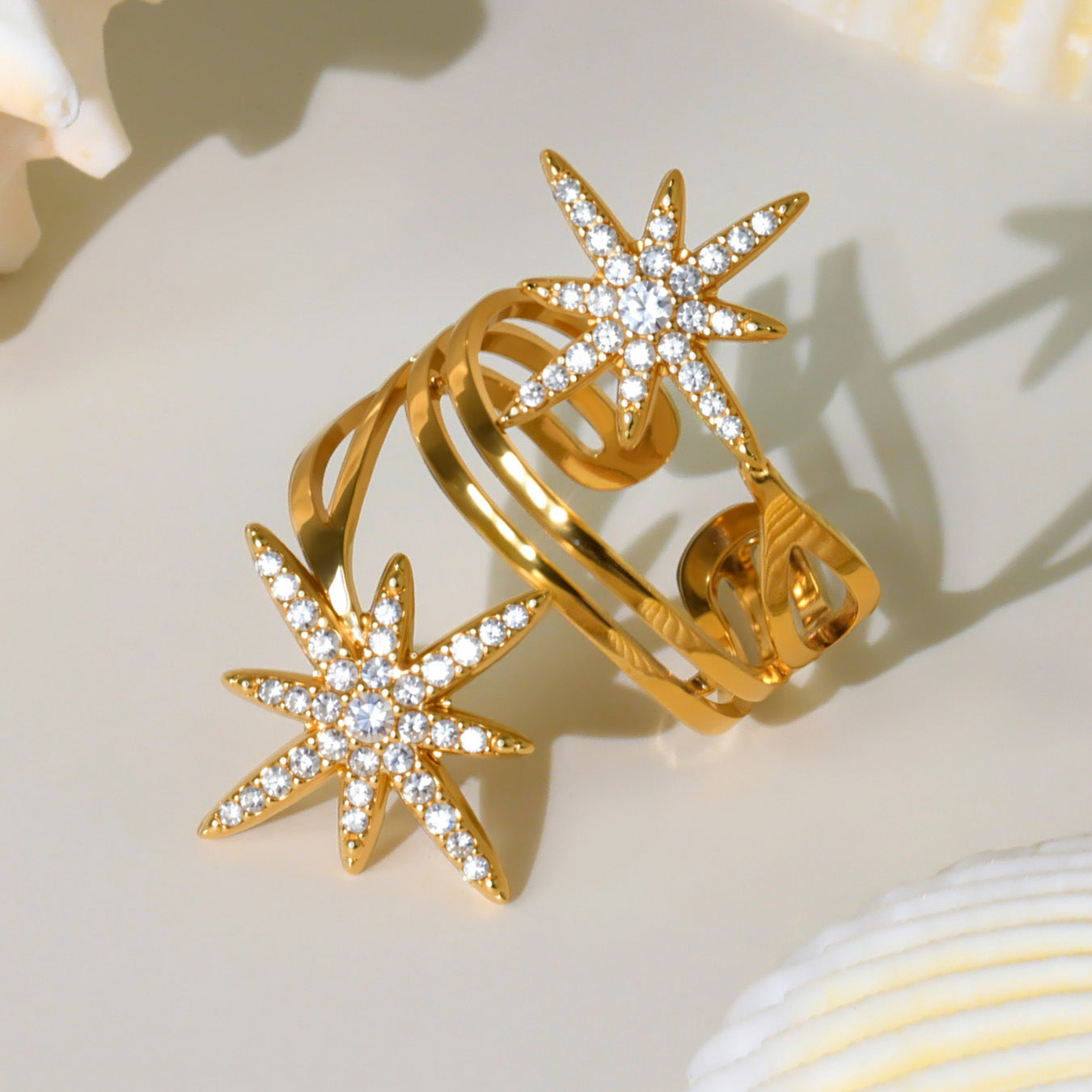 Planderful 5A Zircon Open Ring Gold Plated For Women