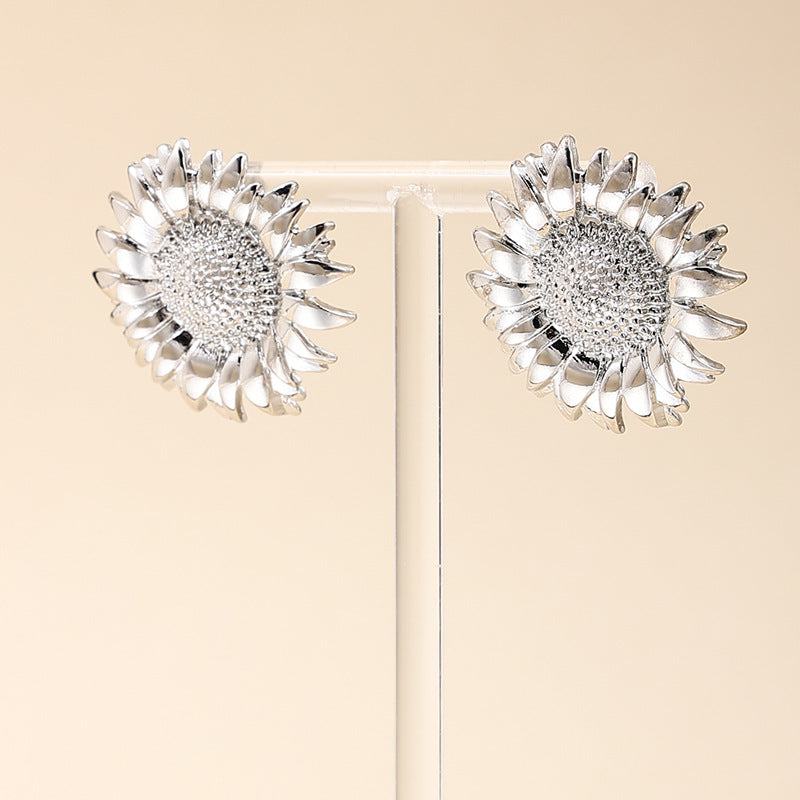 Sunflower Metal Earrings with Retro Design - Vienna Verve Collection