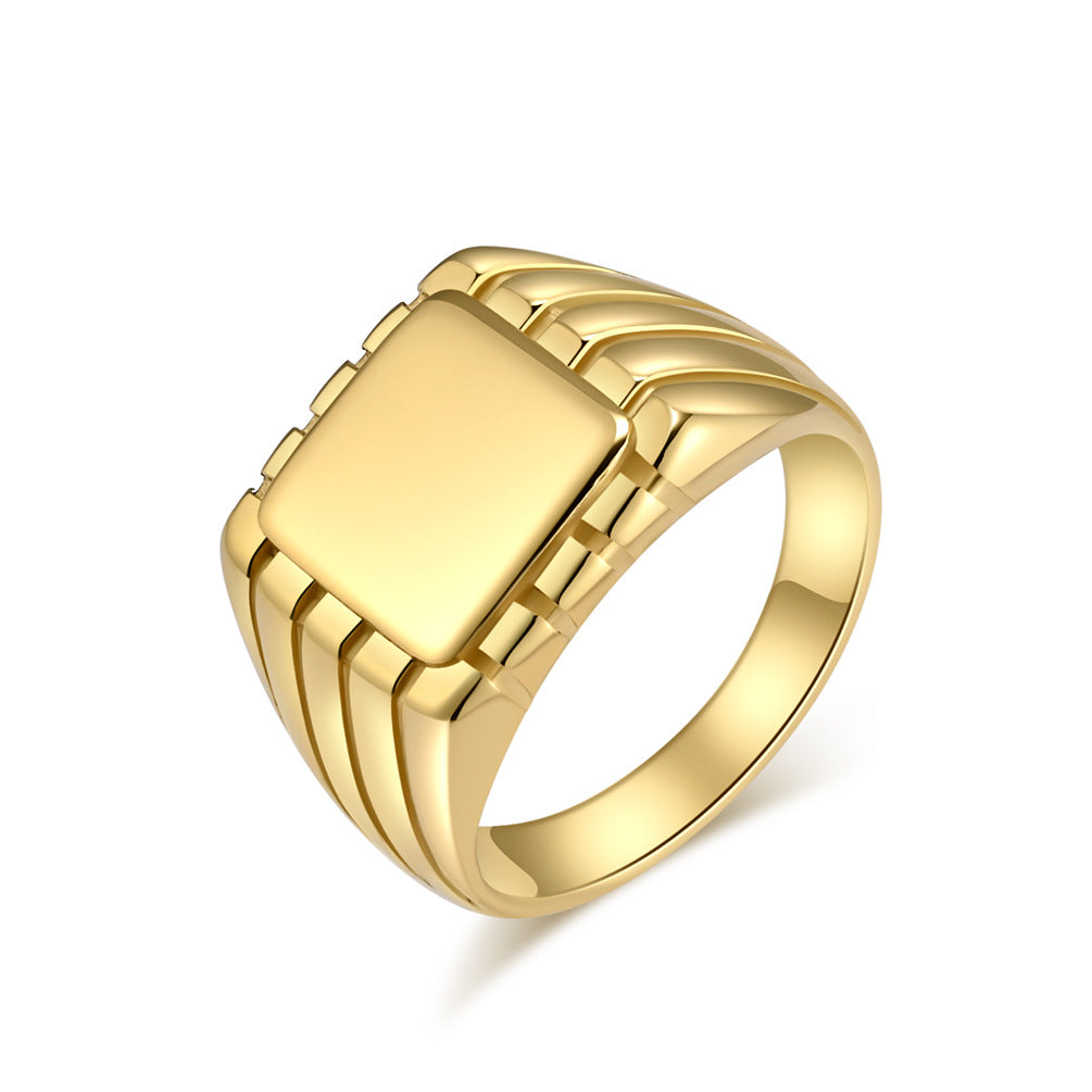 Cross-Border Neutral Cold Square Seal Ring for Men