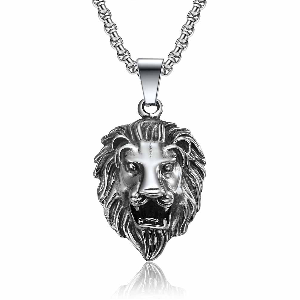 Personalized Lion Head Pendant Necklace Titanium Steel Unisex Rock Jewelry By Planderful Everyday Genie