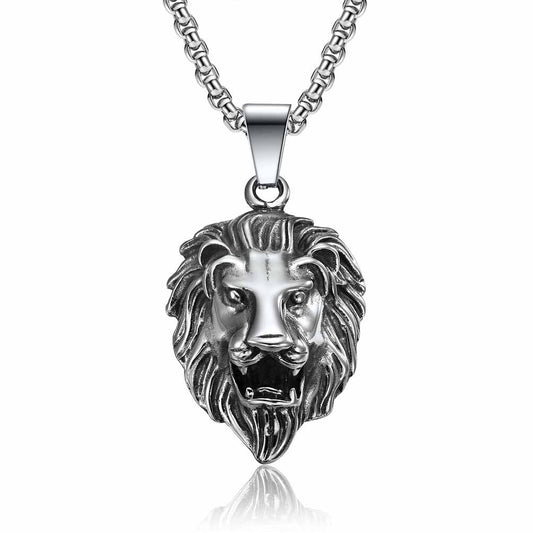 Personalized Lion Head Pendant Necklace Titanium Steel Unisex Rock Jewelry By Planderful Everyday Genie