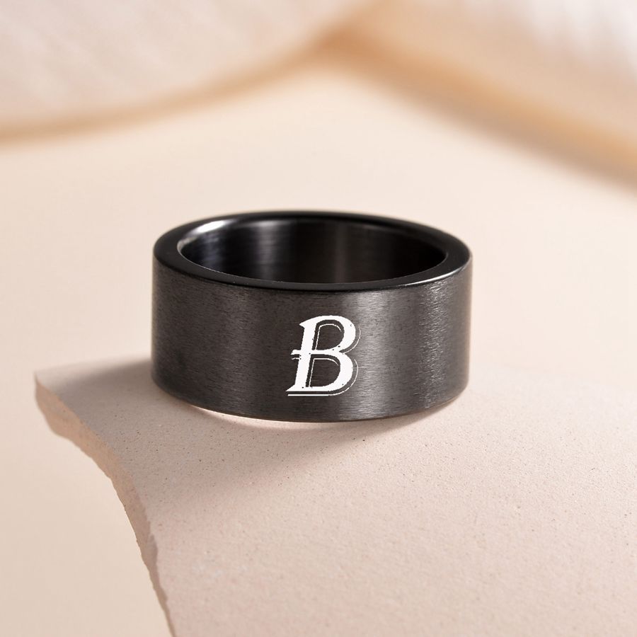 Planderful Everyday Genie Fade Resistant Stainless Steel Letter Ring For Men And Women