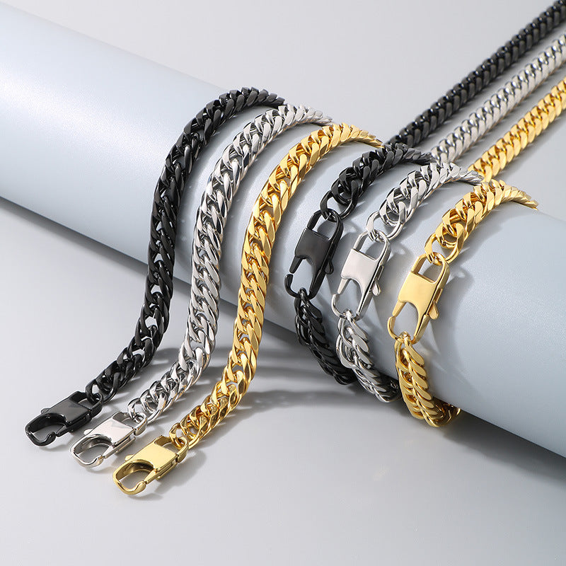 Hip Hop Denim Chain Stainless Steel Men Bracelet Necklace