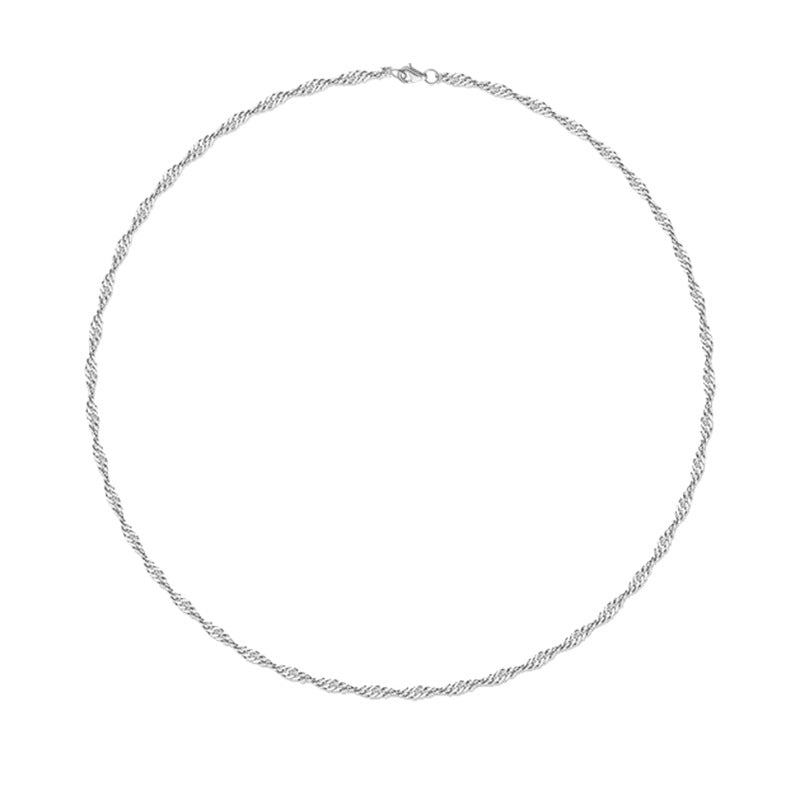 Planderful Jewelry Water Wave Chain Necklace in Titanium Steel for Men Timeless Collarbone Style