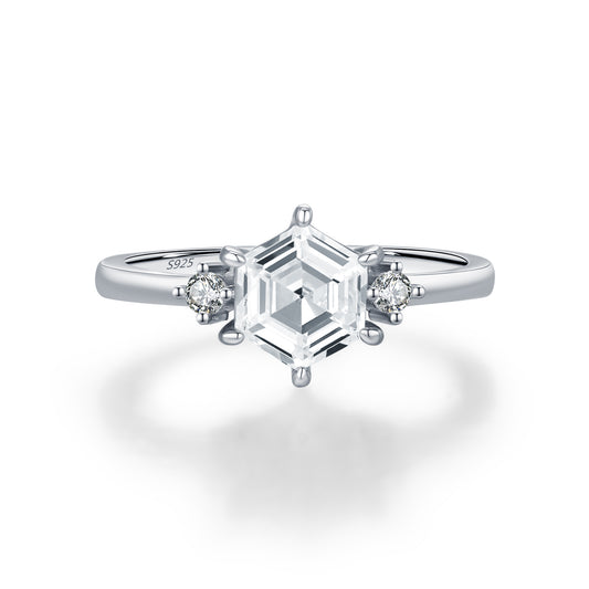 925 Sterling Silver Emerald-Cut Zircon Ring