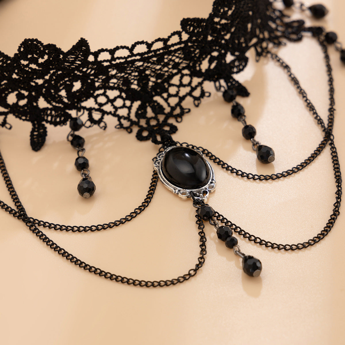 Gothic Lace Gemstone-Style Choker