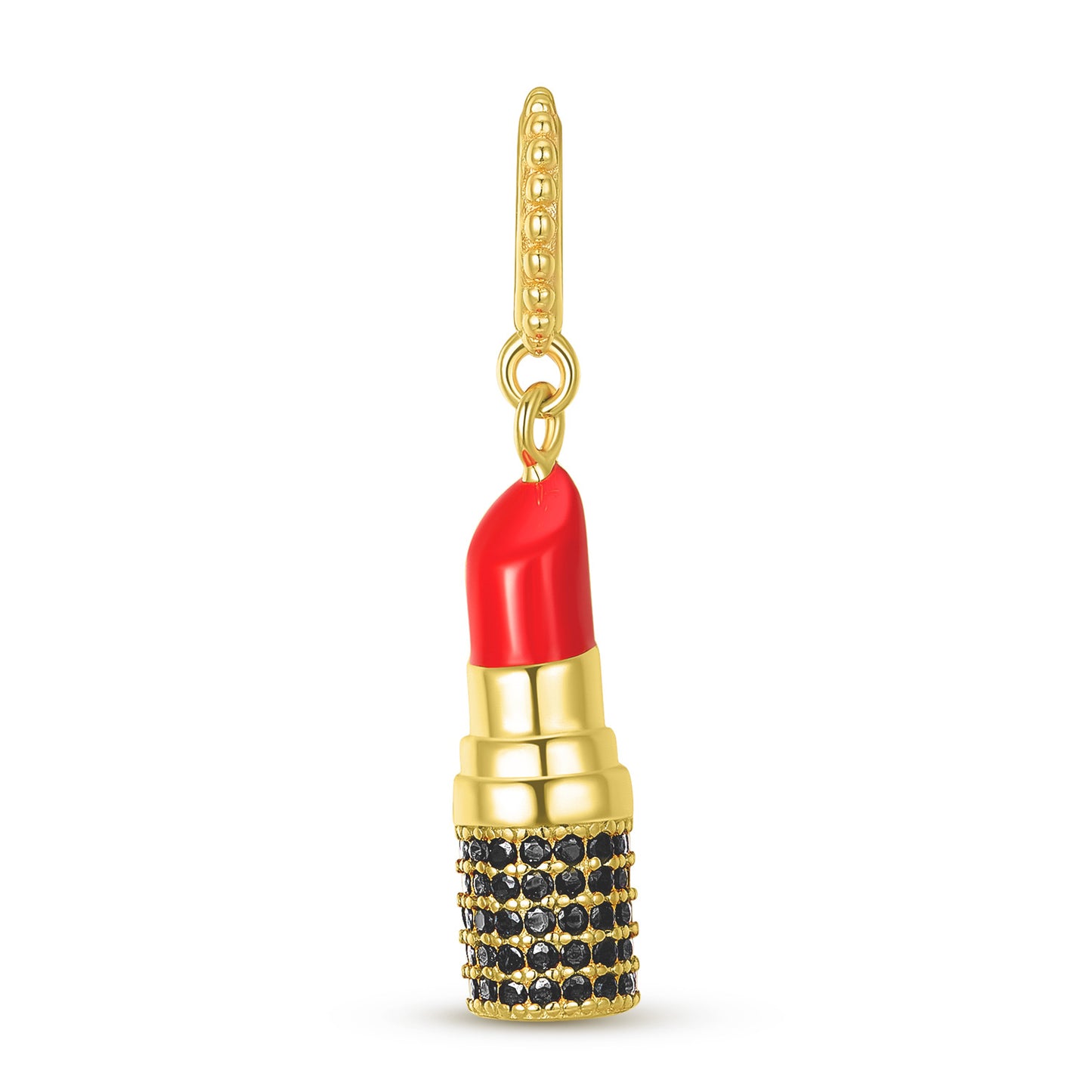 Planderful Everyday Genie Original Gold Tube Lipstick Pendant S925 Silver Beaded Beaded Color Separation Electroplated 14K Gold Jewelry Accessories