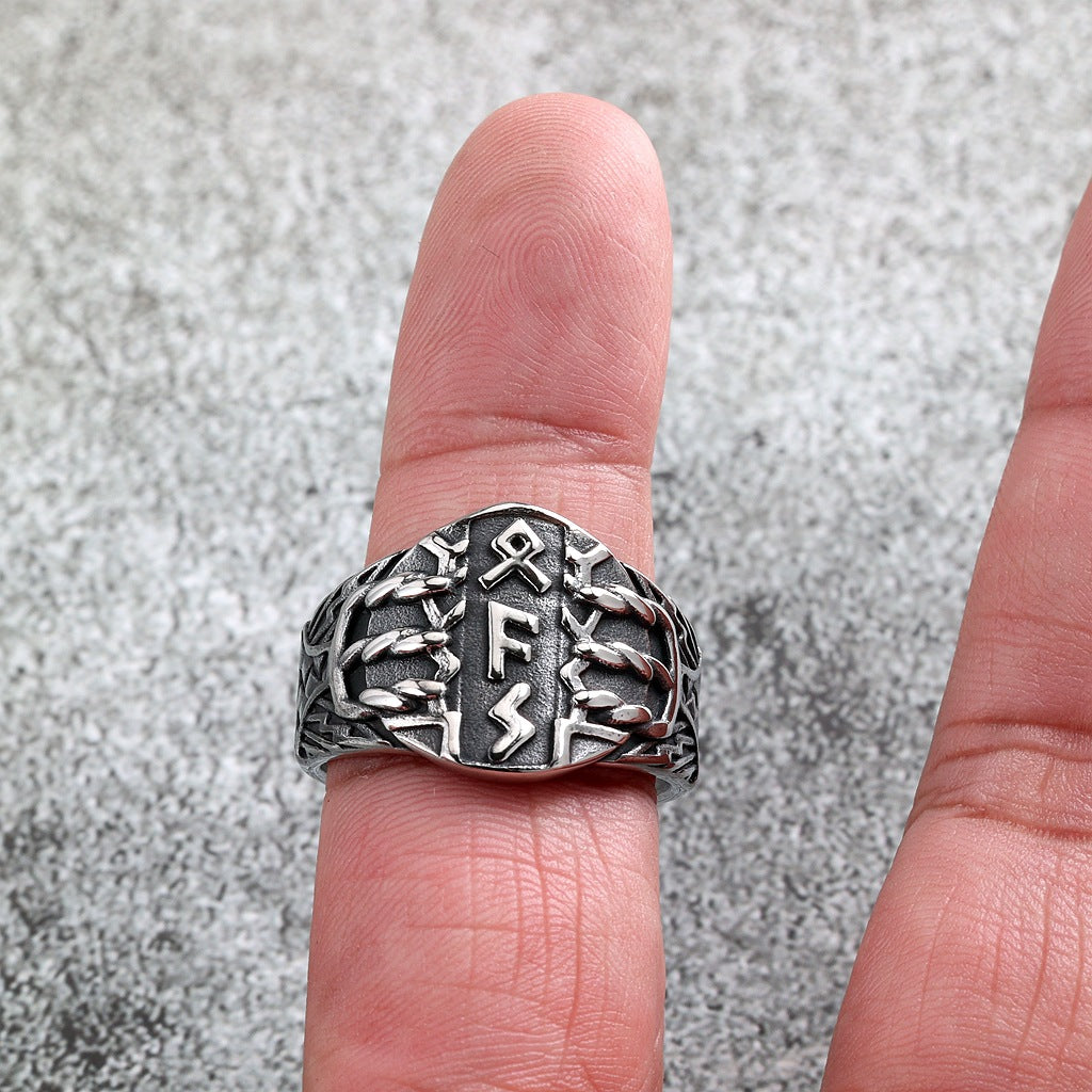 Vintage Viking Stainless Steel Men's Ring