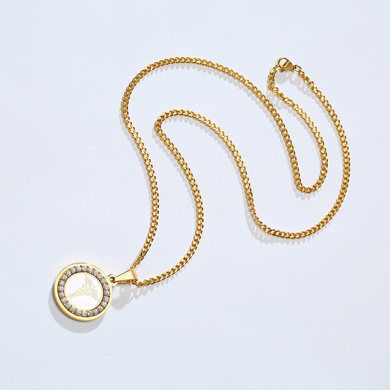 Stainless Steel Zircon Medical Logo Pendant Necklace for Men